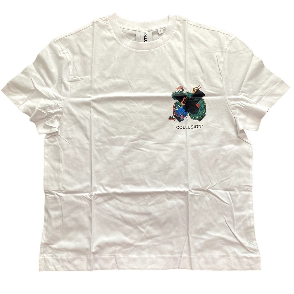 Collusion Lego X Dragon Print T-Shirt in White, Size 2XL​​​​​​